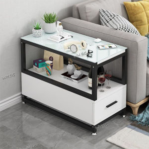 [Cozy ]Sofa Side Cabinet Storage Cabinet Side Table Simple Living Room High Cabinet Small Coffee Table Movable Narrow Gap Cabinet
