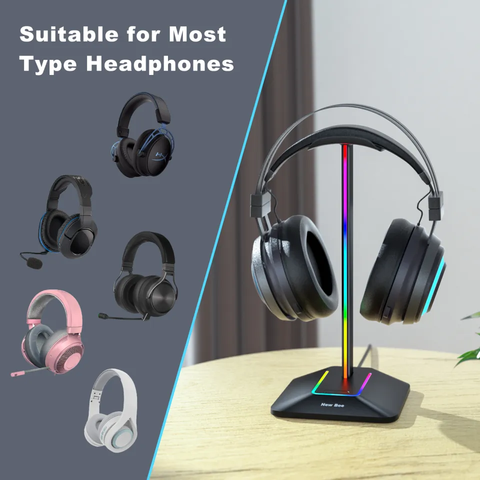 New Bee Headphone Stand RGB Headset Stand with USB Type C Charger