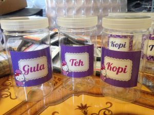 Toples Gula Kopi Teh Tahan Air & Minyak Waterproof Stiker Toples Hello Kitty Ungu HelloKitty HK