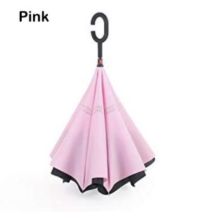 Transparent C type Handle Umbrella Reverse Upside Down Cherry Blossom