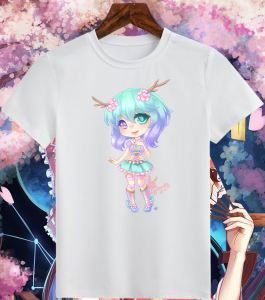 ANIME CHARACTERS CHIBI GIRL DESIGNED SHIRT FOR KIDS (0-12 YEARS OLD) WHITE SHIRT /COTTON SPANDEX/A4 SIZE