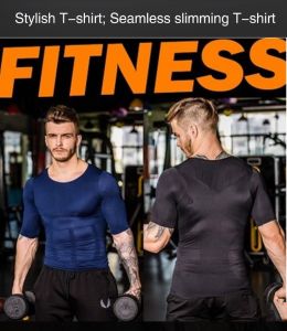 Geegobuy Mens Shapewear Short Sleeve Shirt Mens Seamless Abdomen Waist Short Sleeves