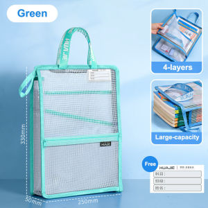 Book Storage Bag L-shaped Thick Zipper Large Book Organizer Folders Student Subject Stationery Bag