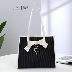 Tas Tote Wanita Pesta & Kantor Kapasitas Besar Ukuran 34 X 32 X 12cm Tas Original Import Korea