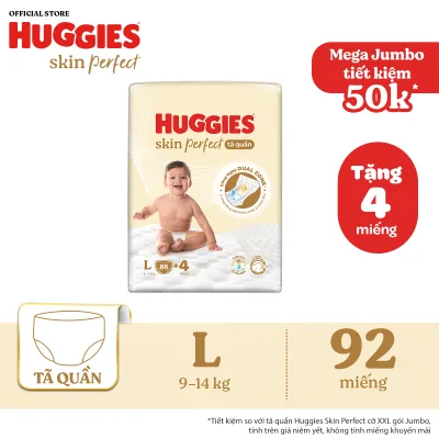 [12-17.08 QUÀ TẶNG ĐH 699K] Tã quần Huggies Skin Perfect L size Mega Jumbo 88 miếng
