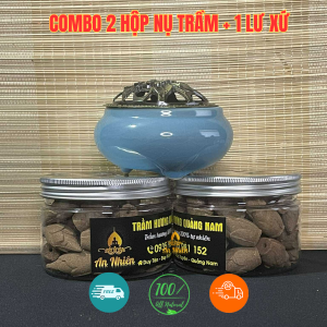 COMBO SIÊU RẺ Nụ Trầm Hương Quảng Nam 2 HỘP + 1 LƯ XỨ . Nụ Trầm Khói Ngược - xông nhà - chiu tài
