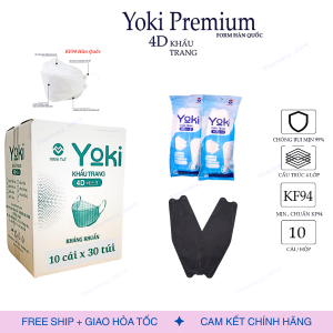 [Thùng 300 Cái] Khẩu trang 4D Yoki kiểu dáng KF94 Hàn Quốc 4 lớp kháng khuẩn chống bụi mịn PM2.5