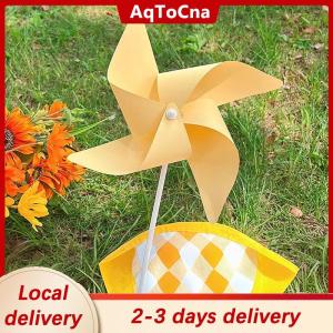 [COD] AqToCna Ship within 24 hours 10Pcs Outdoor Handmade DIY ﻿Decorational Pinwheel Colorful 4 Leaves Paper Windmill For Yard And Garden