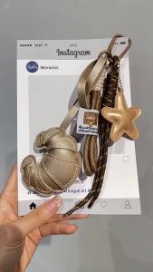 Star-shaped croissant accessory pendant coffee cup keychain carabiner cute bread bag decoration