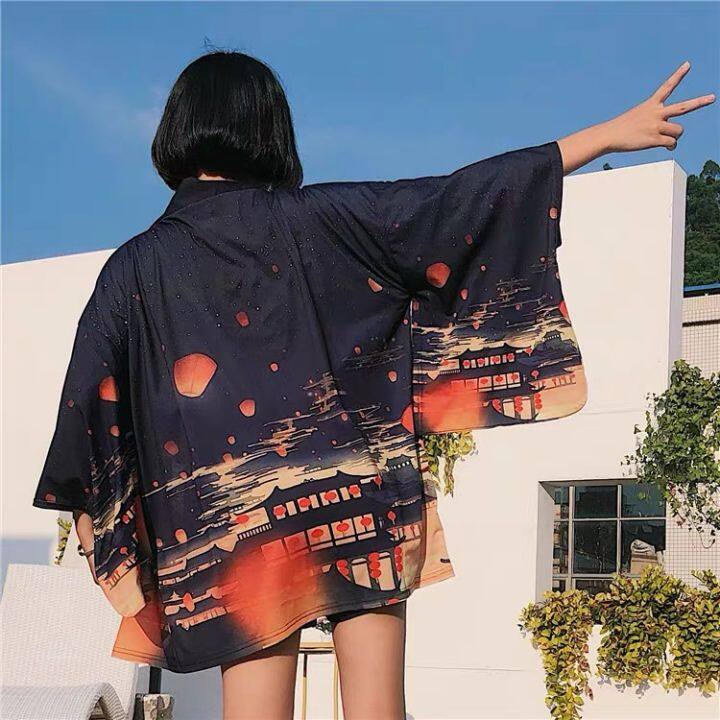 Harajuku Japanese Style Jacket Half sleeves Chinese style kimono ...