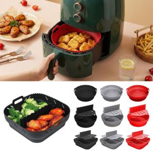 PLLEWY Foldable Silicone Air Fryer Liner Square Round Separate Air Fryer Baking Tray  Non-slip Air Fryer Pad Kitchen Accessories
