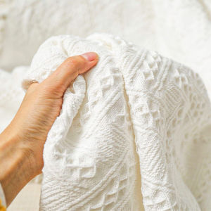 [130*180cm] Khăn trải bàn ren cotton viền tua rua phong cách vintage
