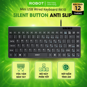 Bàn Phím Có Dây Kiểu Dáng Mini ROBOT RK10 Nút Bấm Tĩnh Âm Thiết Kế Nhỏ Gọn Vừa Vặn Bàn Tay Dành Cho Máy Tính/ Laptop Thiết Kế Văn Phòng Chống Nước Phù Hợp Dạy Online Học Online Có Phím Chức Năng Fn Bền Bỉ Chắc Chắn Độ Chuẩn Xác