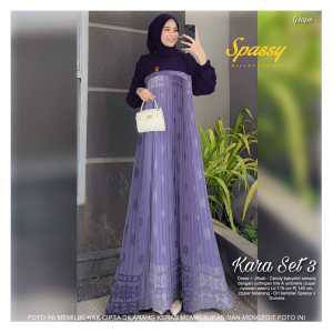 Kara Set by Spassy x Dumma / Gamis Maxy Dress Setelan Jilbab Segi Empat / Bahan Ceruty Babydoll Premium Full Furing / LD 115 PB 140