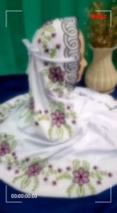 Mukena Terusan Dewasa Katun Polino Motif Bordir Bunga Mozza Cantik Indah