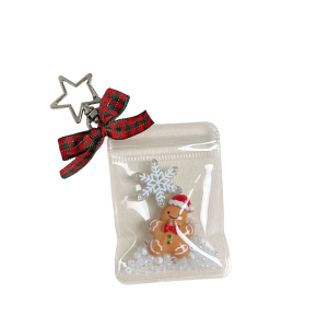 Retro Gingerbreads Man Charm Key Holder Christmas Gift For Earphone Pouch Phone Bag Decorative Holiday Design