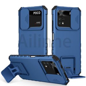 For Xiaomi POCO X4 Pro X5 5G M3 M4 Pro X3 NFC Case Slide Camera Armor Phone Case Strong Anti-Fall Push Window Bracket Protective Phone Cover