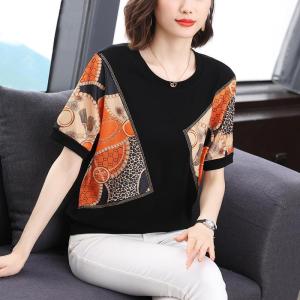 Korean New Style Plus Size Round Neck Hot Fix Short Sleeve Ladies T-shirts Loose age reduction Shirts Women Summer Bottoming tees Fashion