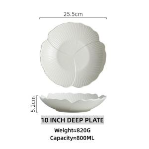 OMK Minimalist style Ceramic Flower Shape deeep Plate Soup plate