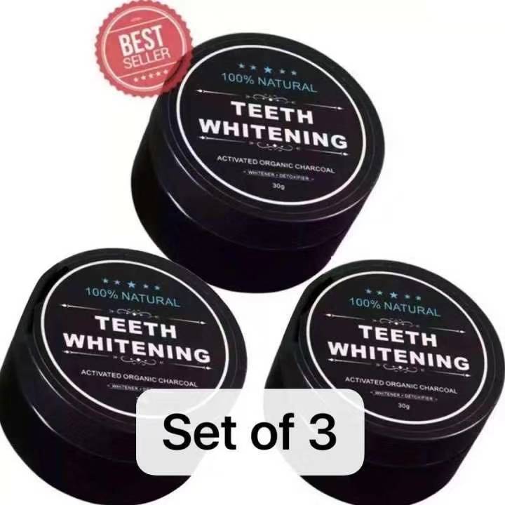 ( Set of 3 ) Teeth whitening activated organic charcoal powder Lazada PH