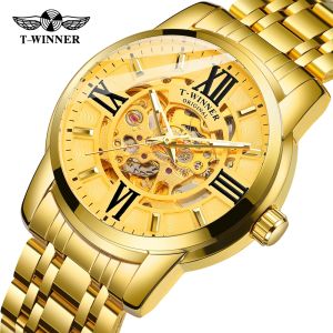 WINNER automatic movement transparent mens mechanical watch top fashion brand luxury mens hollow clock