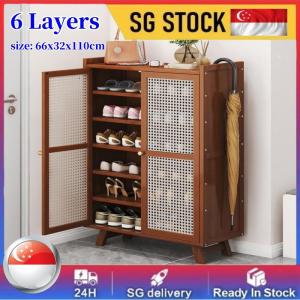 Shoe Cabinet Multi-Layer Dustproof Breathable Shoe Rack Bamboo Shoe Cabinet Outdoor Shoe Cabinet