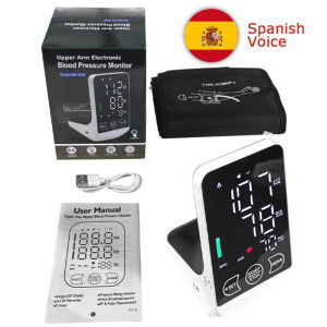 Arm  Monitor Digital Tensiometer English/Spanish Voice Large Display Screen Rechargeable Automatic Tonometer