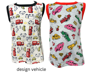 T-SHIRT TANPA LENGAN BUDAK KIDS SINGLET BOYS FULL PRINT SLEEVELESS T-SHIRT BOYS CLOTHING BAJU BUDAK LELAKI 100% COTTON