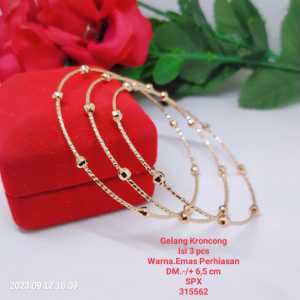 Gelang Kroncong Yaxiya Premium Satu Set Isi 3 Perhiasan Aksesoris Lapis Emas Terlaris Tidak Mudah Pudar