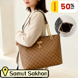 QNQN 【การจัดส่งสินค้า 2-3 วัน】วินเทจเดินทางเนื้อโซ่กระเป๋าสะพายเดี่ยวผู้หญิงใหม่ร้อยแขนใต้วงแขนกระเป๋า TOT สำหรับผู้หญิง