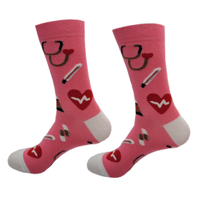 Men Women Cartoon Hospital Appliance Cotton Socks Funny Colorful Heart Coffee Print Doctor Nurse Mid Tube Hosiery Hospital Workers Gifts