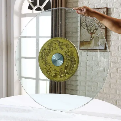 【COD】Luxury Swivel Glass Turntable - Round Tempered Glass Dining Table Top with Gold Base