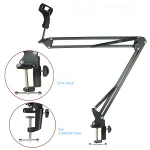 NB-35 Extendable Recording Microphone Stand Suspension Boom Scissor Arm Holder with Microphone Clip Table Mounting Clamp