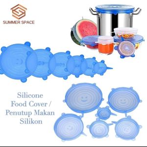 🥛🍜🍛🥘🍱Penutup Makanan Silikon 6 Dalam 1 Saiz Boleh Regang Pelbagai Saiz untuk Pinggan Cawan & Periuk  | 6in1 Size Silicone Stretchable Reuseable Food Lid Cover