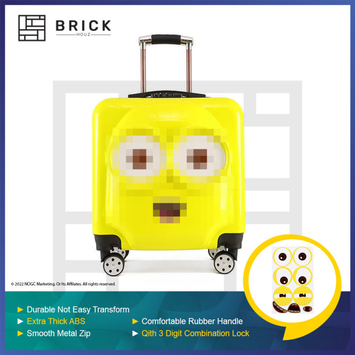 BRICKHOUZ [20 INCH] ABS+PC Cute Emoji Kids Trolley Bag
