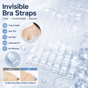 Invisible Bra Straps Transparent Wide Bra Straps Adjustable Non Slip Clear Bra Strap Underwear Accessories Women Strapless Bra Converter