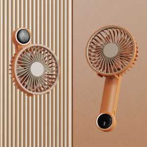 AKZ 1200mAh Handheld Fan Mini Portable Foldable Small Fan Digital Display Office Student Small Fan Gift USB Charging Battery