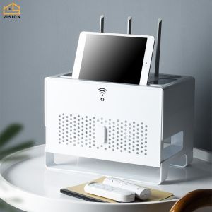 Vision Double Layer WiFi Router Storage Box Drawer Type WiFi Router Organizer Cable Wire Organizer Holder Multifunctional Office Desktop Storage Panel Box WiFi Router Stand Rack Holder