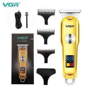 VGR Professional Hair Trimmer Digital Usb Rechargeable Hair Clipper Haircut Ceramic Blade Razor Hair Cutter Barber Machine