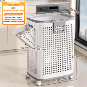 Joybos Laundry Hamper Plus D76 Extra Large Capacity Sortable Hollow PP Laundry Basket With Silent Universal Wheels And Removable Divider Basket
