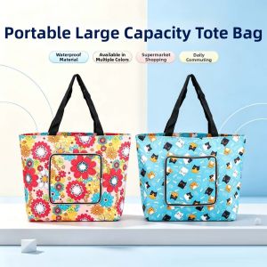 ZEIIE Oxford Reusable Shopping Bags Wallet Style Large Capacity Eco Grocery Bag Portable Travel Storage Bag