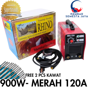 COD TERMURAH DISKON SALE Mesin Las Listrik Rhino 120A / Trafo Las Inverter 900Watt Rhino Merah 120 A / Rhino MMA 120A Merah