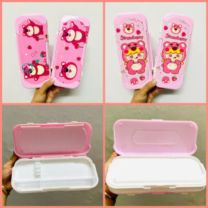 Hộp Bút Nhựa Gấu Dâu LOTSO/Thú Yugui 2 Tầng Có Mật Khẩu