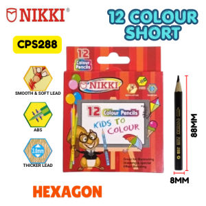 NIKKI Colour Pencil / Pensel Warna 12Colour Short (HEXAGON) (CPS288)