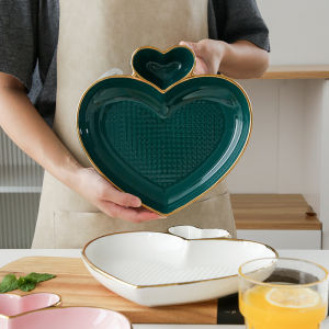 Đĩa Đựng Bánh Bao Trái Tim Đào Kèm Đĩa Giấm Đĩa Phân Vùng Gia Dụng Đĩa Đặc Biệt Đựng Bánh Bao Đĩa Ăn Sáng Kiểu Bắc Âu
