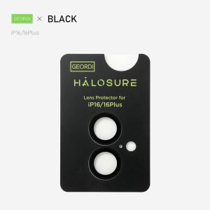 HALOSURE Geordi Guard Camera Lens Protector Ring Cover for iPhone 16 / 16 PLUS BLACK