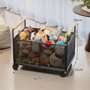 FFBH Iron Dirty Laundry Basket Minimalist Movable Sundries Storage Baskets Home Floor Aesthetic Large Toy Basket Home Organizers Q3P9R