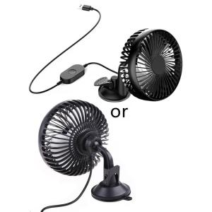 USB Car Fan Windshield Desk All-Round Automotive Air Cooling Fan Coolers with Suction Cup for Vehicle Home Office