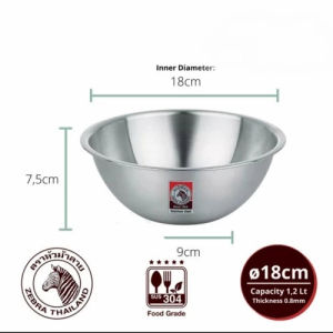 Thau Thố Inox Trộn Nộm Salad Nấu inox 304 Zebra Thái Lan nhiều cỡ hàng dày dặn size lớn đến 30cm
