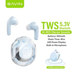 BAVIN BA66 TWS Earphone Wireless Bluetooth HiFi Stereo Audio Sounds Noise Reduction Earbuds W/ Microphone